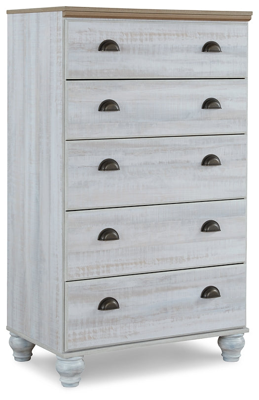 Haven Bay Queen Panel Storage Bed with Mirrored Dresser, Chest and 2 Nightstands