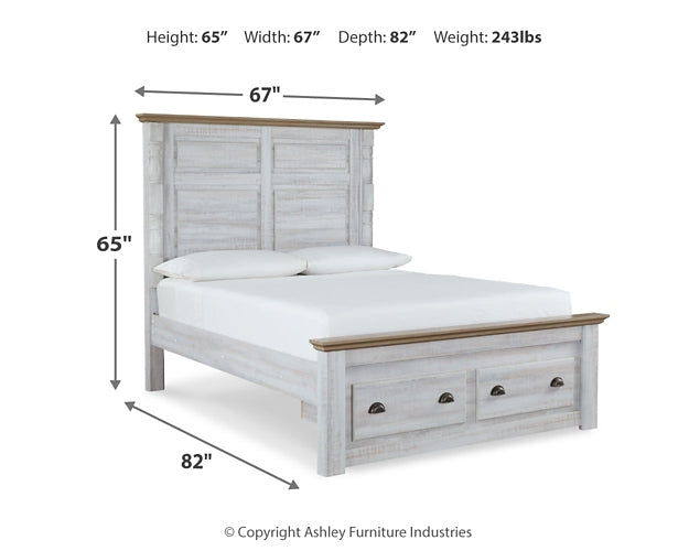 Haven Bay Queen Panel Storage Bed with Mirrored Dresser