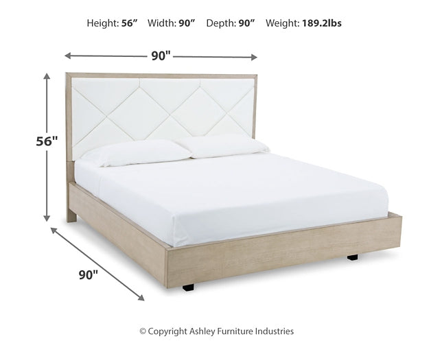 Wendora California King Upholstered Bed with Mirrored Dresser