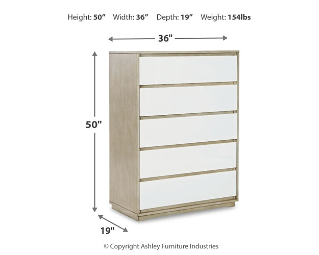 Wendora Queen Upholstered Bed with Mirrored Dresser, Chest and 2 Nightstands