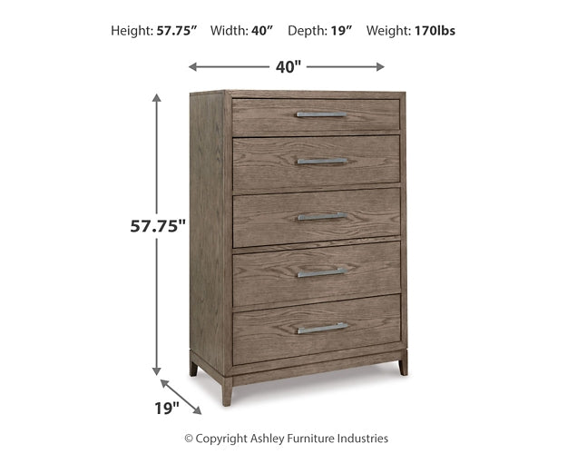 Chrestner Queen Upholstered Panel Bed with Mirrored Dresser and Chest