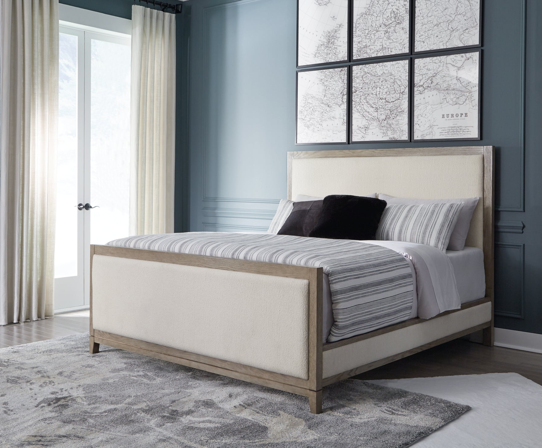 Chrestner Queen Upholstered Panel Bed with Dresser